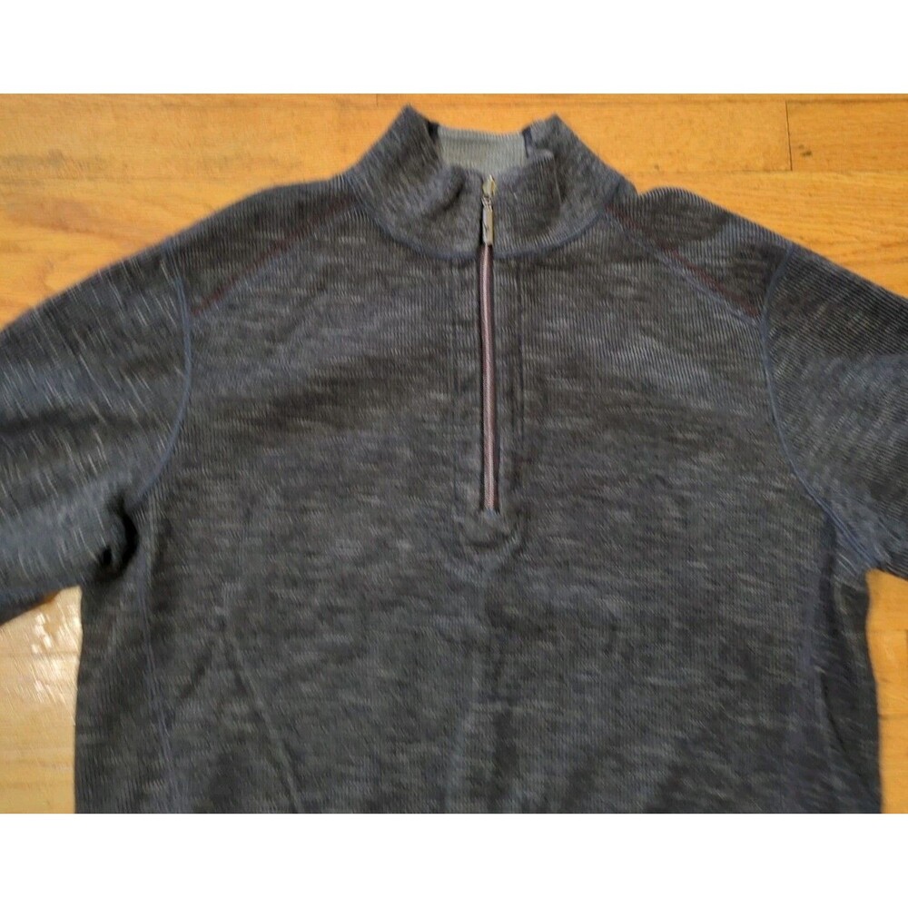 Mens TOMMY BAHAMA Reversible Flipsider Half Zip Pullover Gray/Heather Sz M EUC - Picture 3 of 8